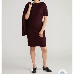 Universal Standard Envelope Neck Ponte Dress Small 14 16 Black Cherry $138